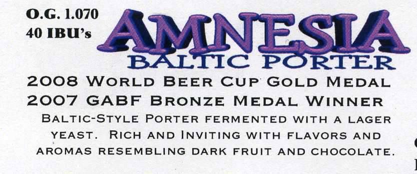 Amnesia Baltic Porter on tap at The Grumpy Troll Brew Pub, Mount Horeb, WI