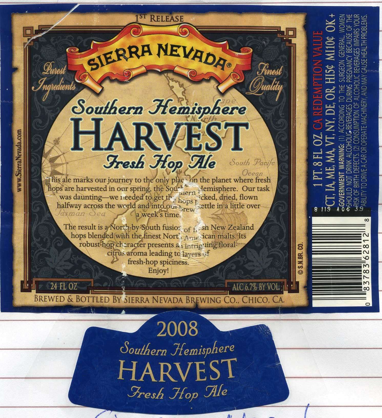 Southern Hemisphere Harvest Fresh Hop Ale, 1st Release