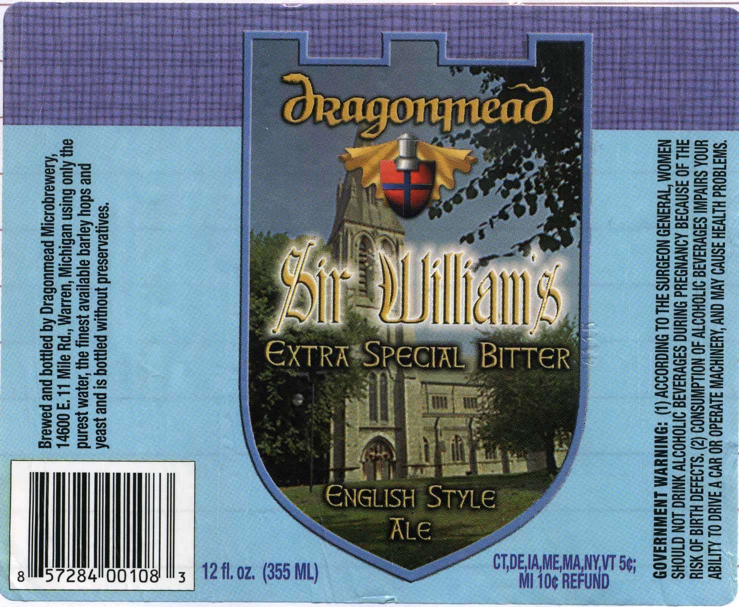 Dragonmead Sir William's Extra Special Bitter English Style Ale 