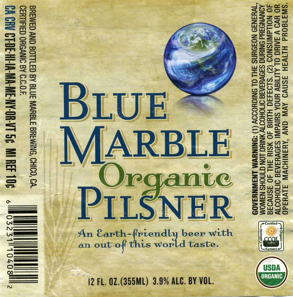 Blue Marble Organic Pilsner