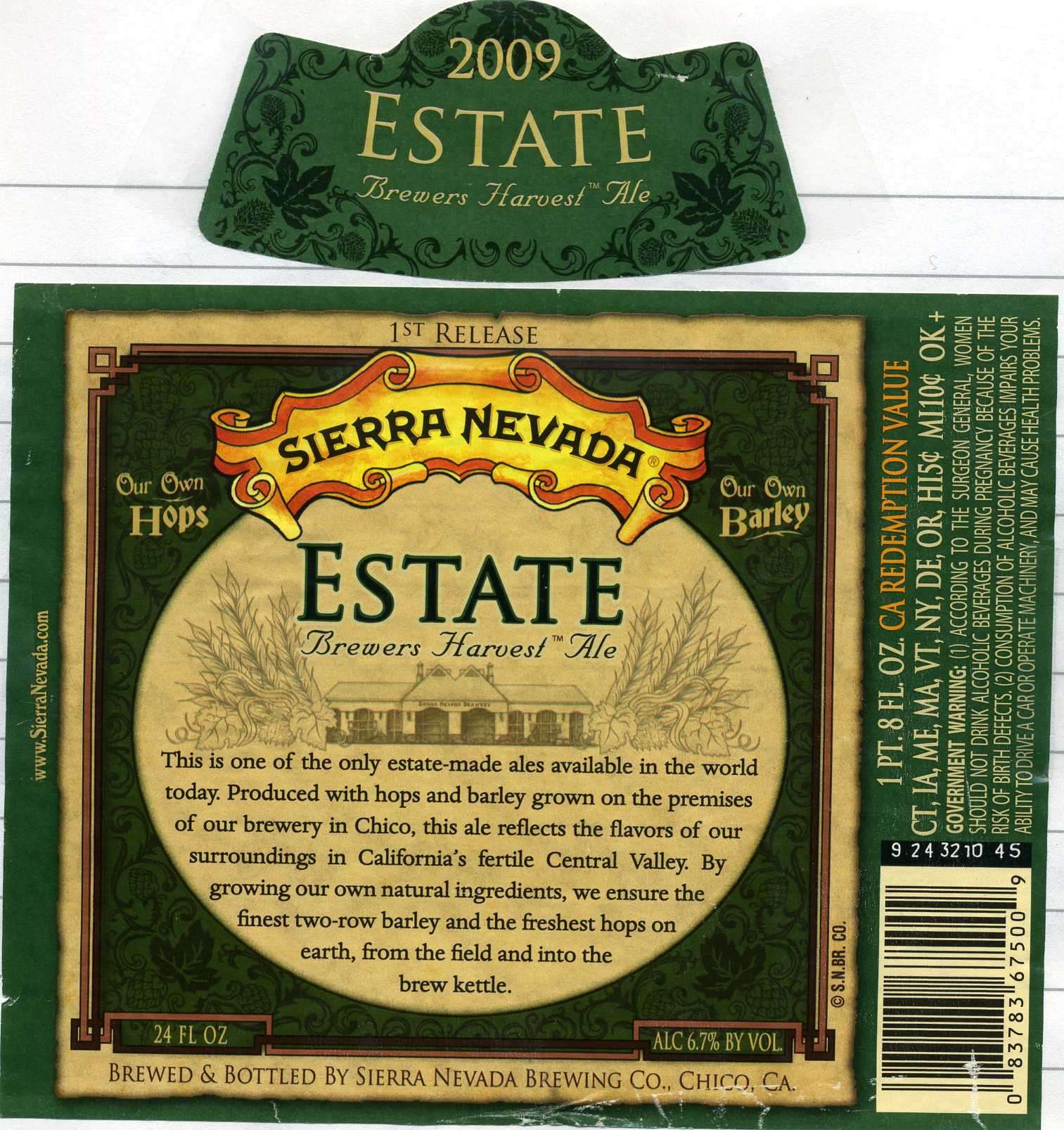 Estate Brewers Harvest Ale 1st Release