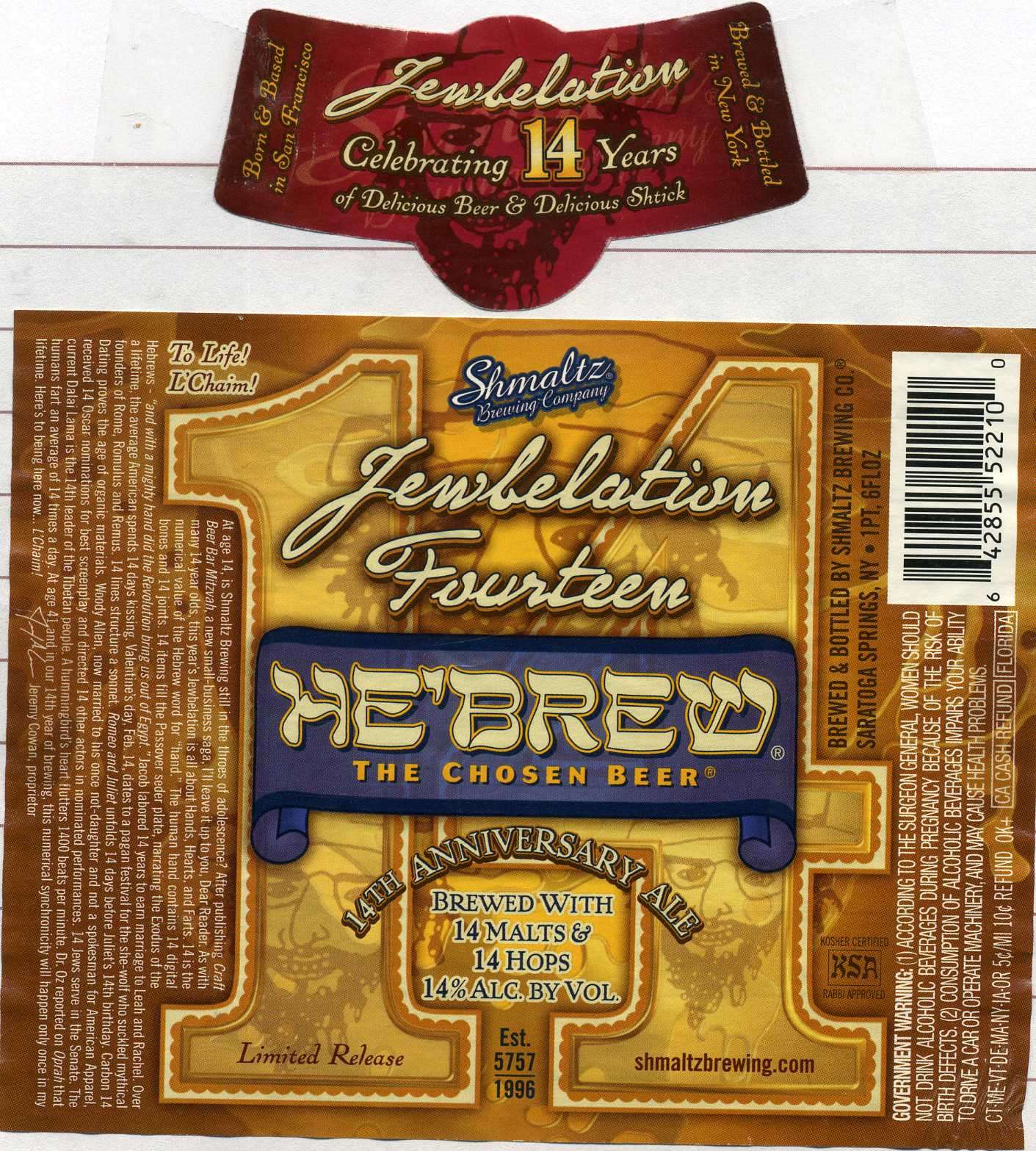 He'brew The Chosen Beer 14th Anniversary Ale