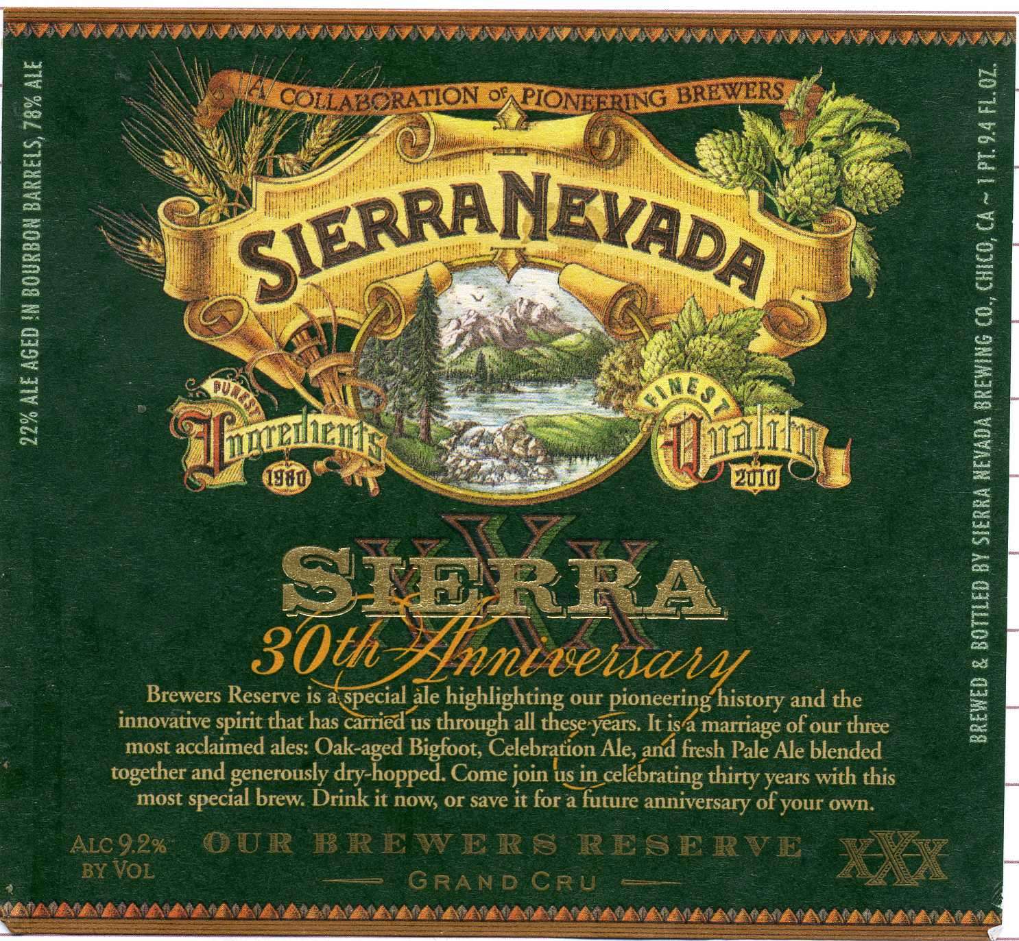 Grand Cru Sierra Nevada 30th Anniversary ale