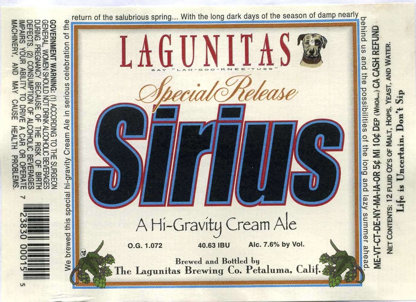 Sirius Hi-Gravity Cream Ale
