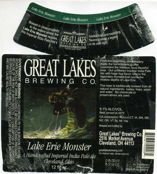 Lake Erie Monster bottled in Agust 2011